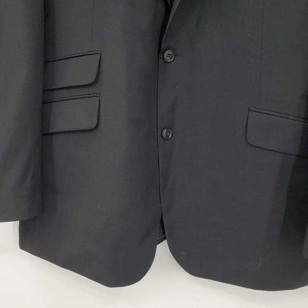 JOE Joseph Abboud Mens Black Wool Blend 2 Button Blazer Sport Coat Jacket Custom